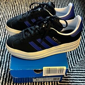 Adidas Gazelle Bold Black and Blue Sneakers
